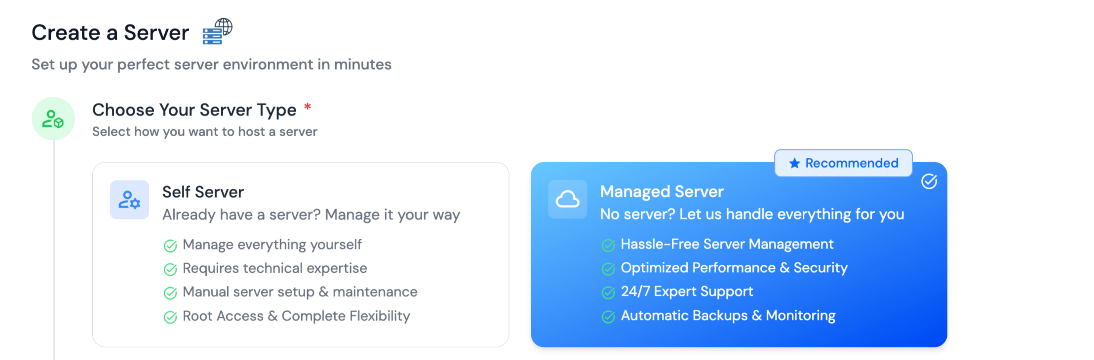 Select Server Type