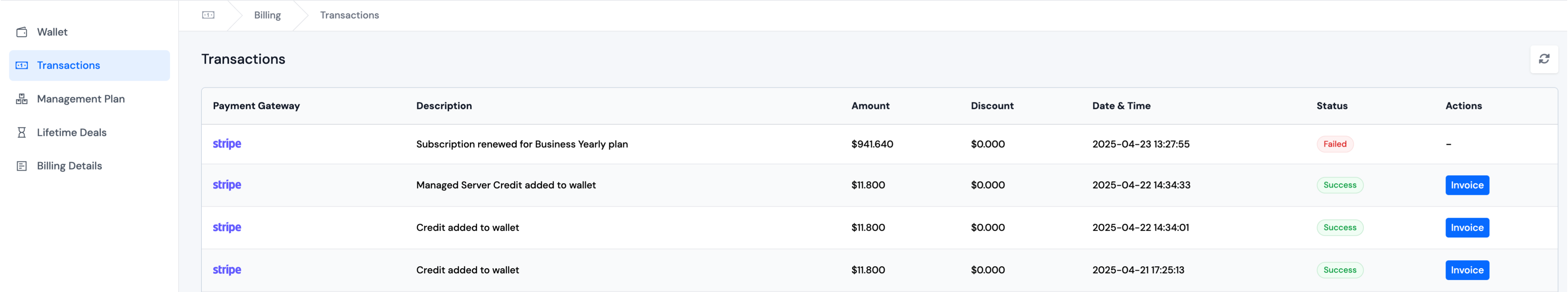 Transaction List